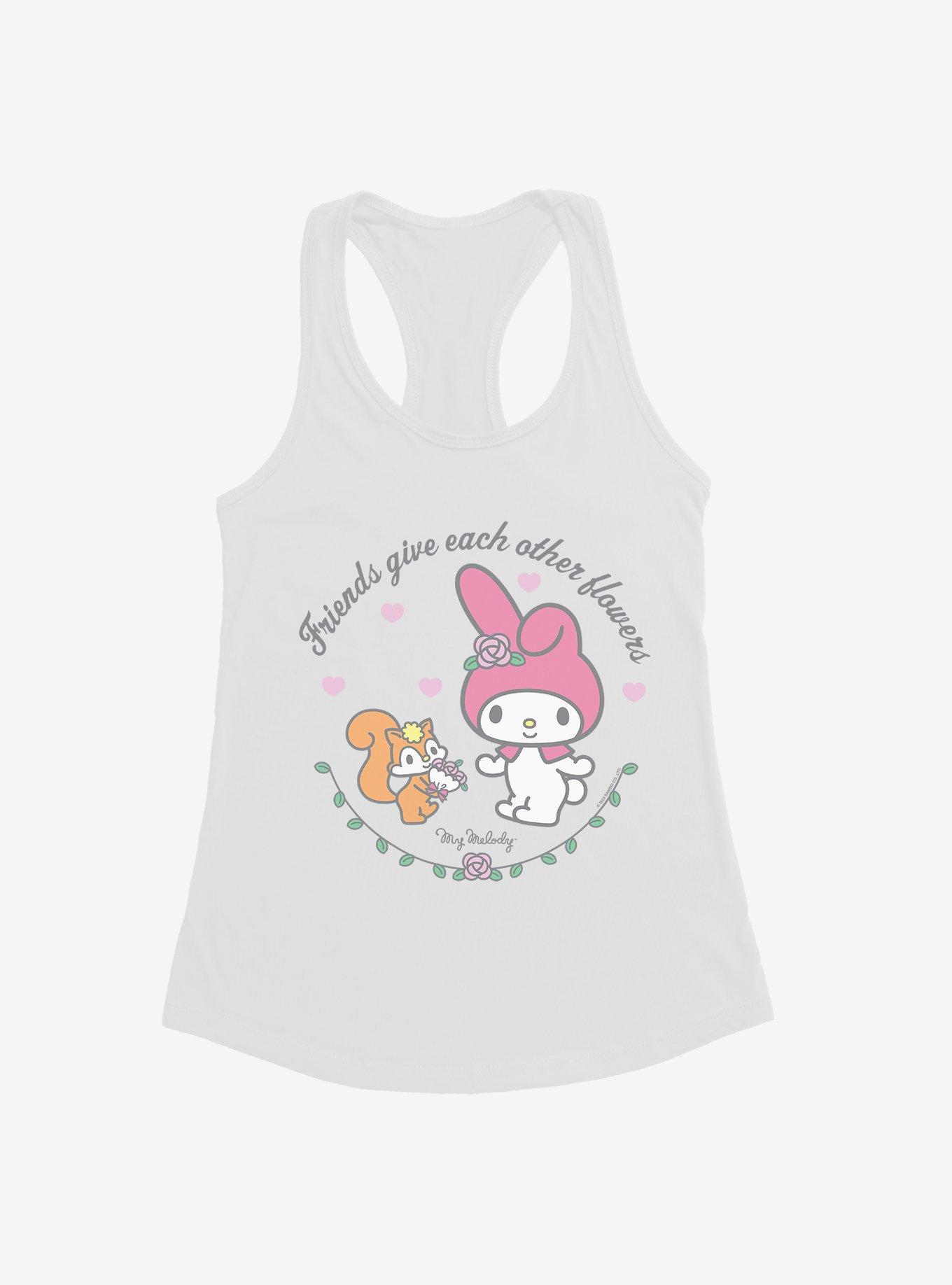 My Melody Friends Give Each Other Flowers Womens Tank Top, WHITE, hi-res