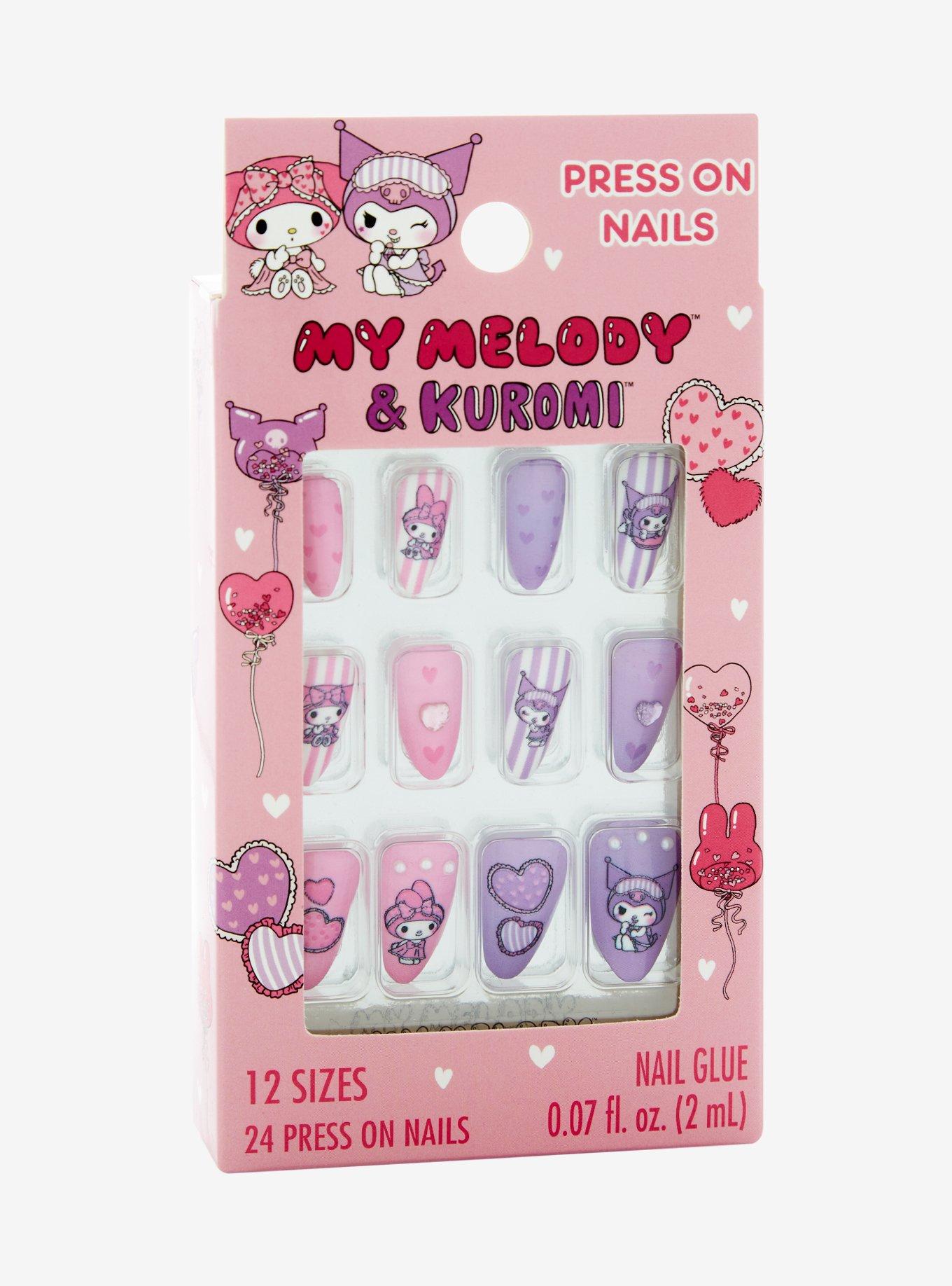 Sanrio My Melody & Kuromi Hearts Press On Nails Set, , hi-res