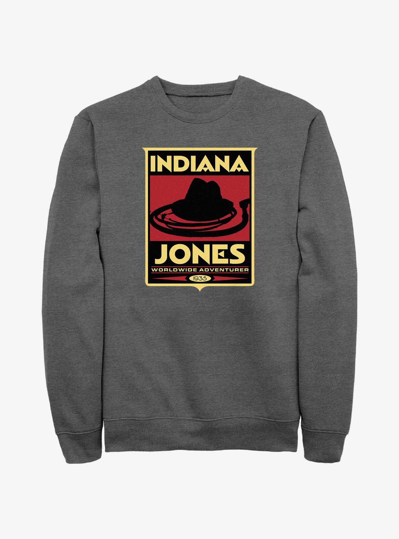 Indiana Jones Hat & Whip Poster Sweatshirt, CHAR HTR, hi-res