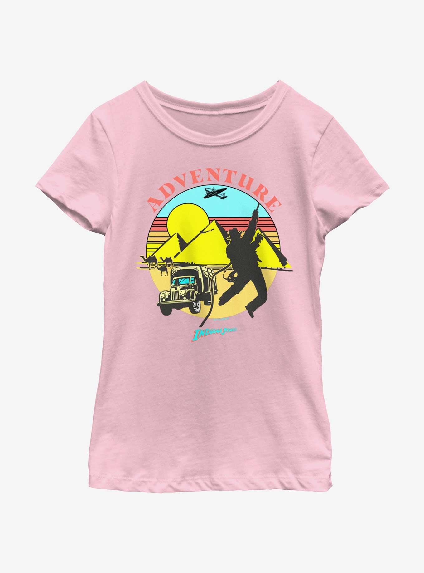 Indiana Jones The Desert Chase Adventure Youth Girls T-Shirt BoxLunch Web Exclusive, PINK, hi-res