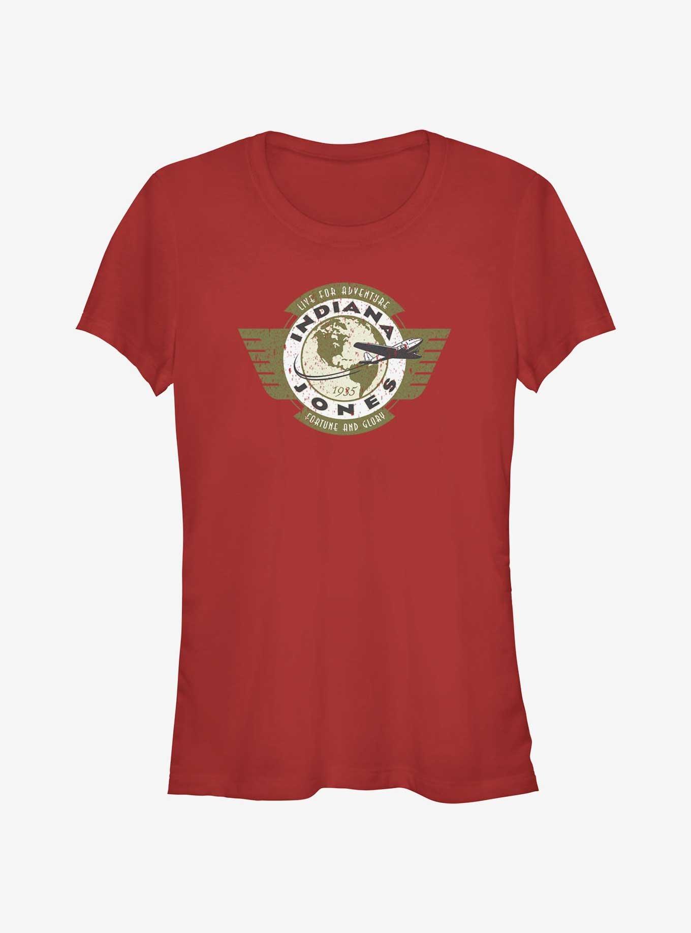 Indiana Jones Live For Adventure Vintage Aviation Badge Girls T-Shirt, , hi-res