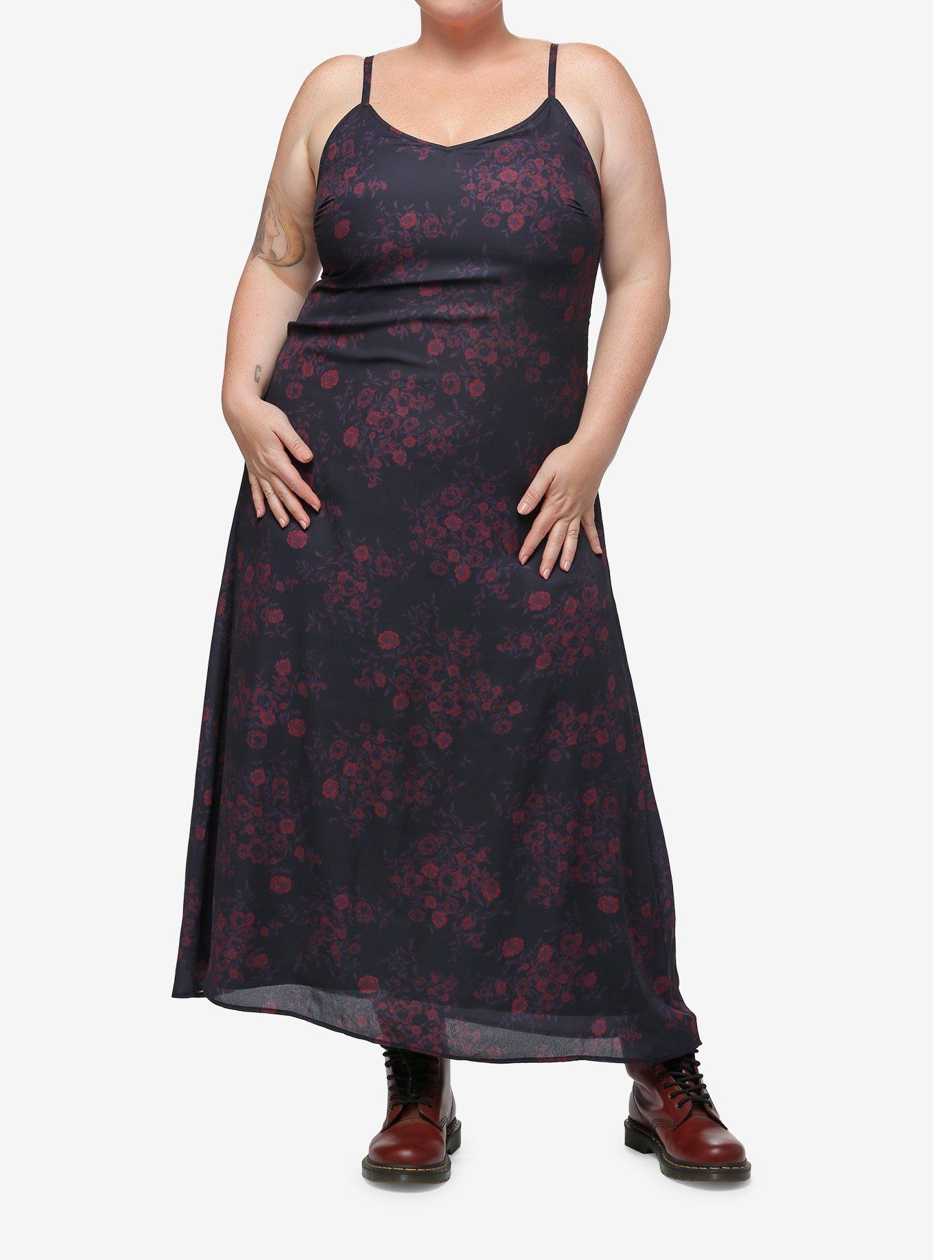 Cosmic Aura Red Floral Maxi Slip Dress Plus Size Hot Topic