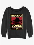 Indiana Jones Hat & Whip Poster Womens Slouchy Sweatshirt, BLACK, hi-res