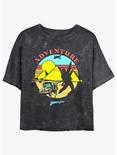 Indiana Jones The Desert Chase Adventure Mineral Wash Womens Crop T-Shirt BoxLunch Web Exclusive, BLACK, hi-res