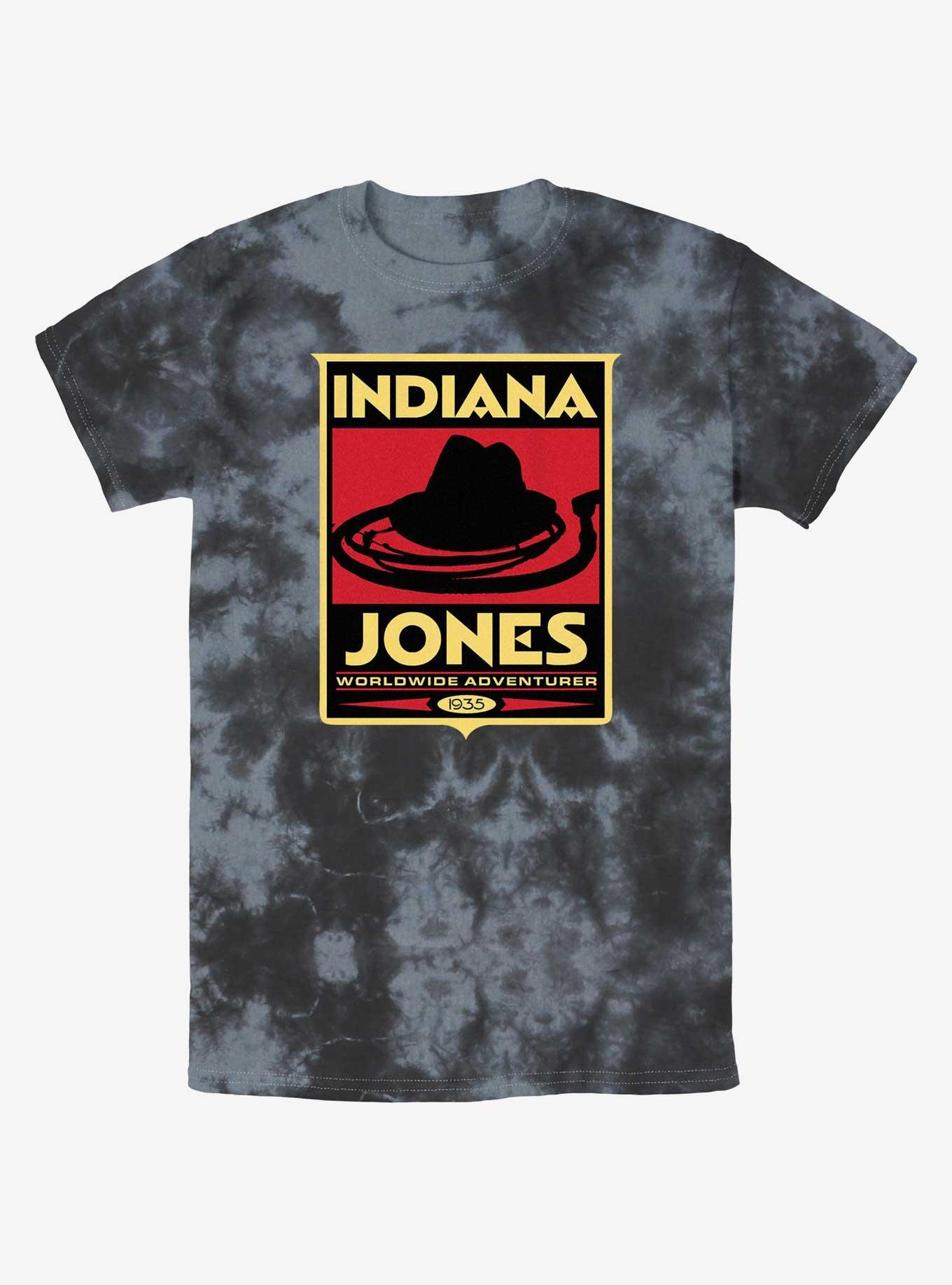 Indiana Jones Hat & Whip Poster Tie-Dye T-Shirt, BLKCHAR, hi-res