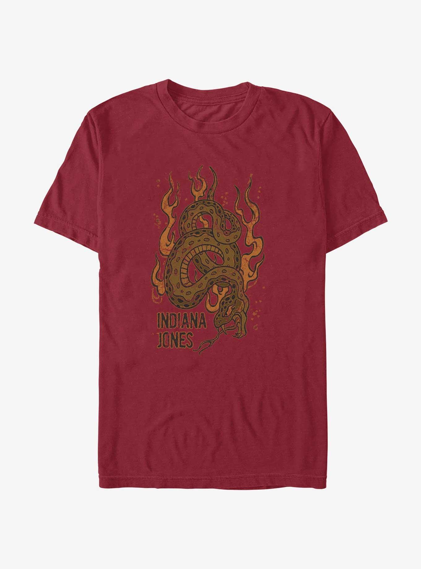 Indiana Jones Flaming Snakes T-Shirt, CARDINAL, hi-res