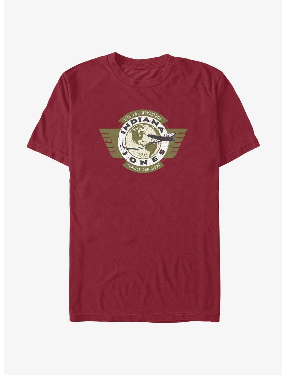 Indiana Jones Live For Adventure Vintage Aviation Badge T-Shirt, CARDINAL, hi-res