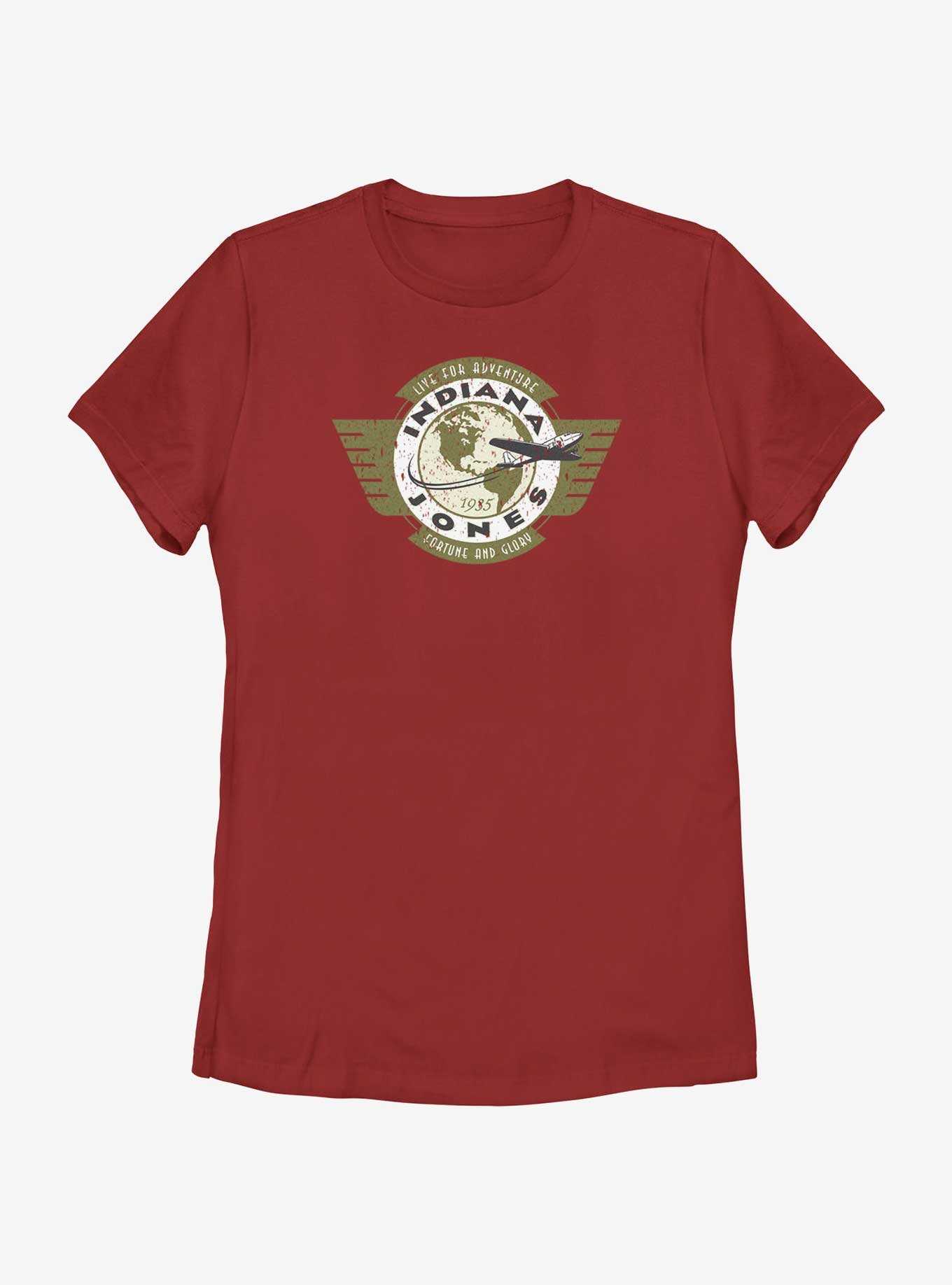 Indiana Jones Live For Adventure Vintage Aviation Badge Womens T-Shirt, , hi-res