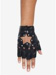 Rhinestone Star Cutout Moto Fingerless Gloves, , hi-res