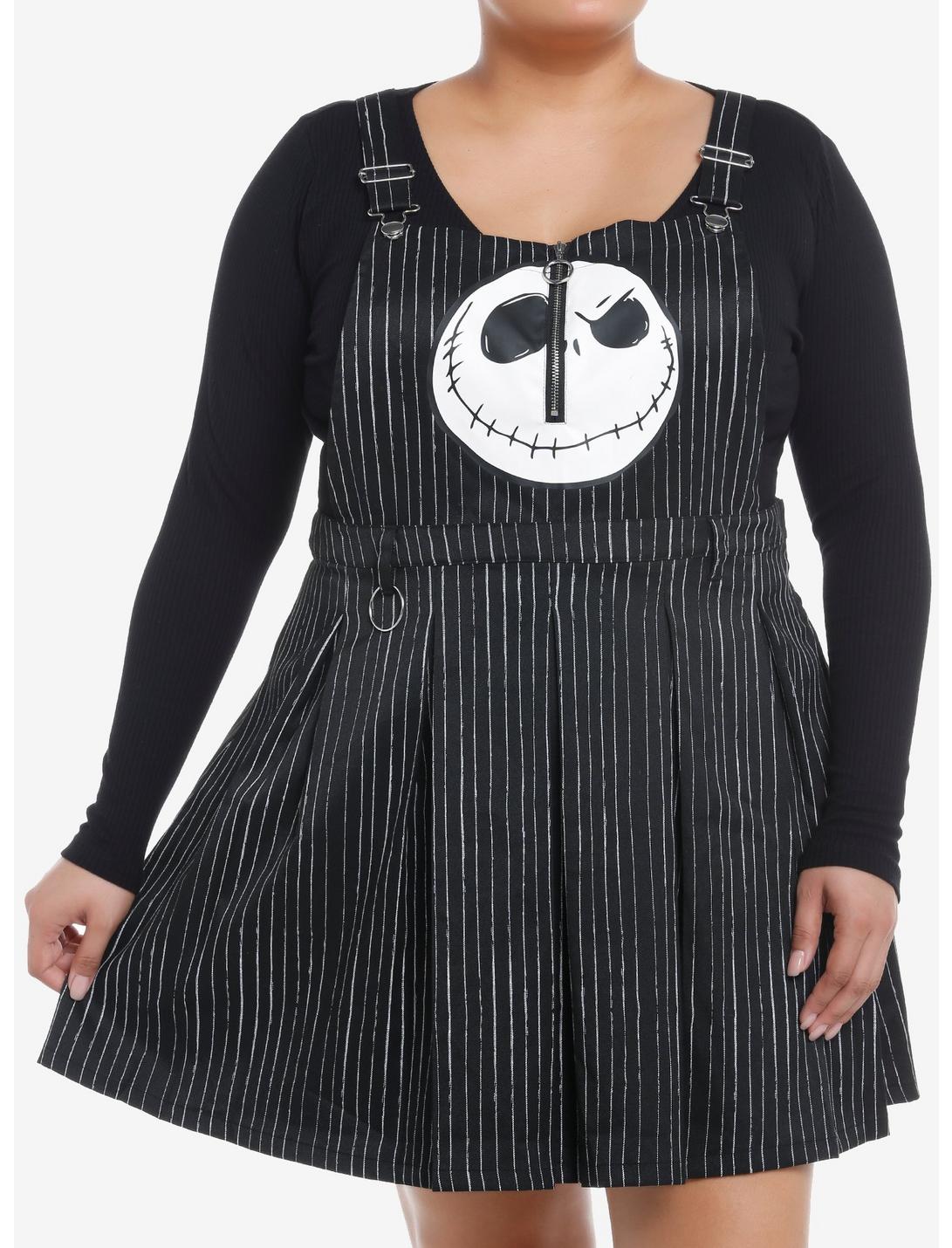 Her Universe The Nightmare Before Christmas Jack Pinstripe Skirtall Plus Size, BLACK  WHITE, hi-res