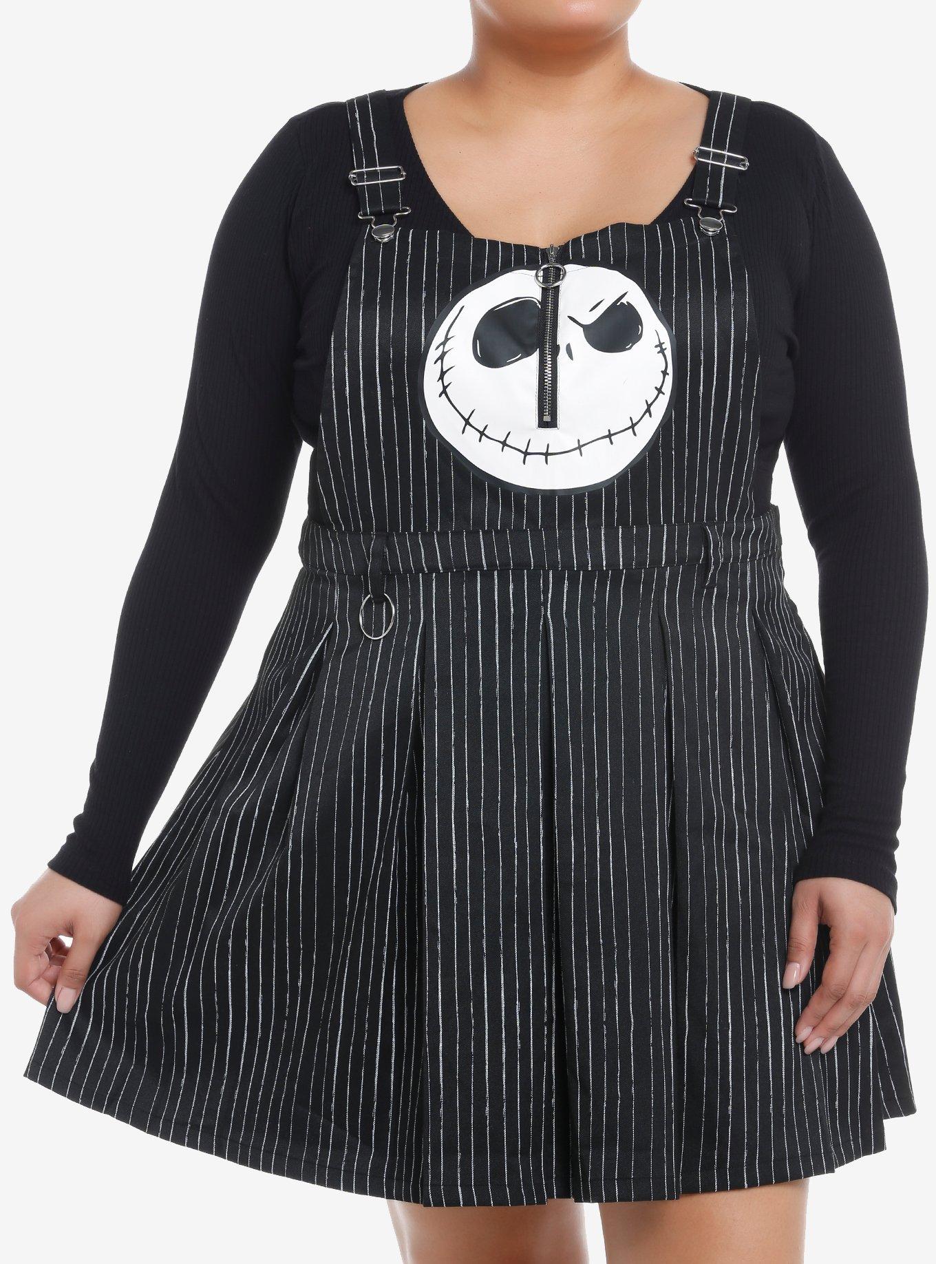 Her Universe The Nightmare Before Christmas Jack Pinstripe Skirtall Plus Size, BLACK  WHITE, hi-res