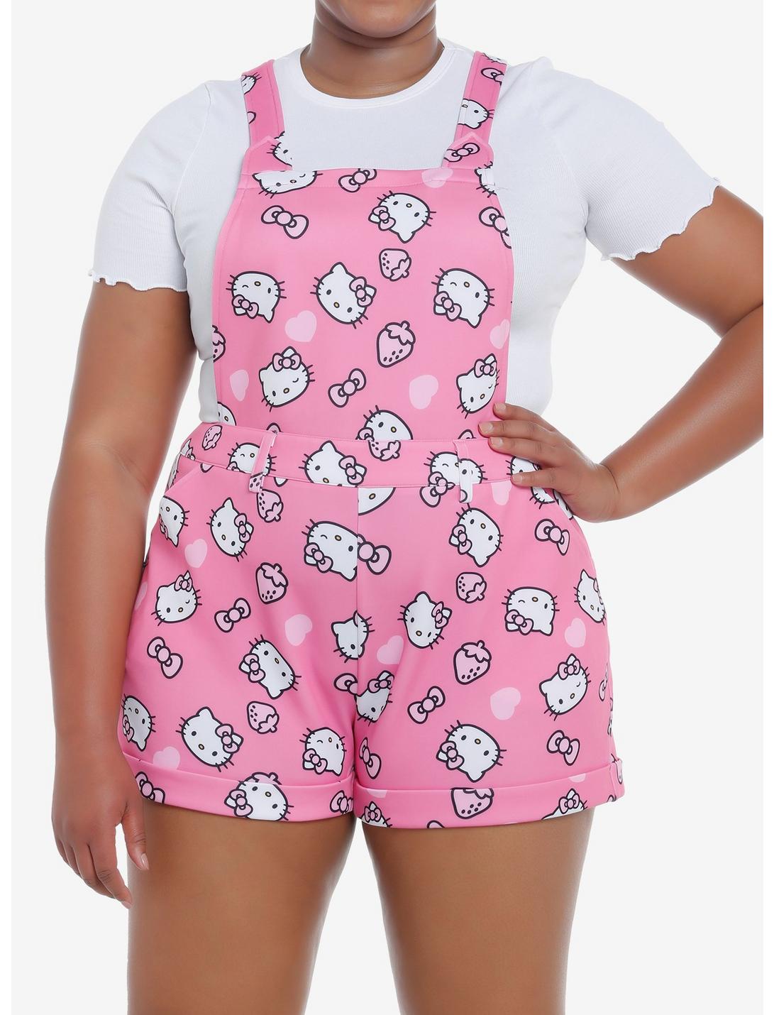 Hello Kitty Pink Scuba Shortalls Plus Size, PINK, hi-res