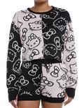 Hello Kitty Bow Split Crop Sweater, BLACK  PINK, hi-res