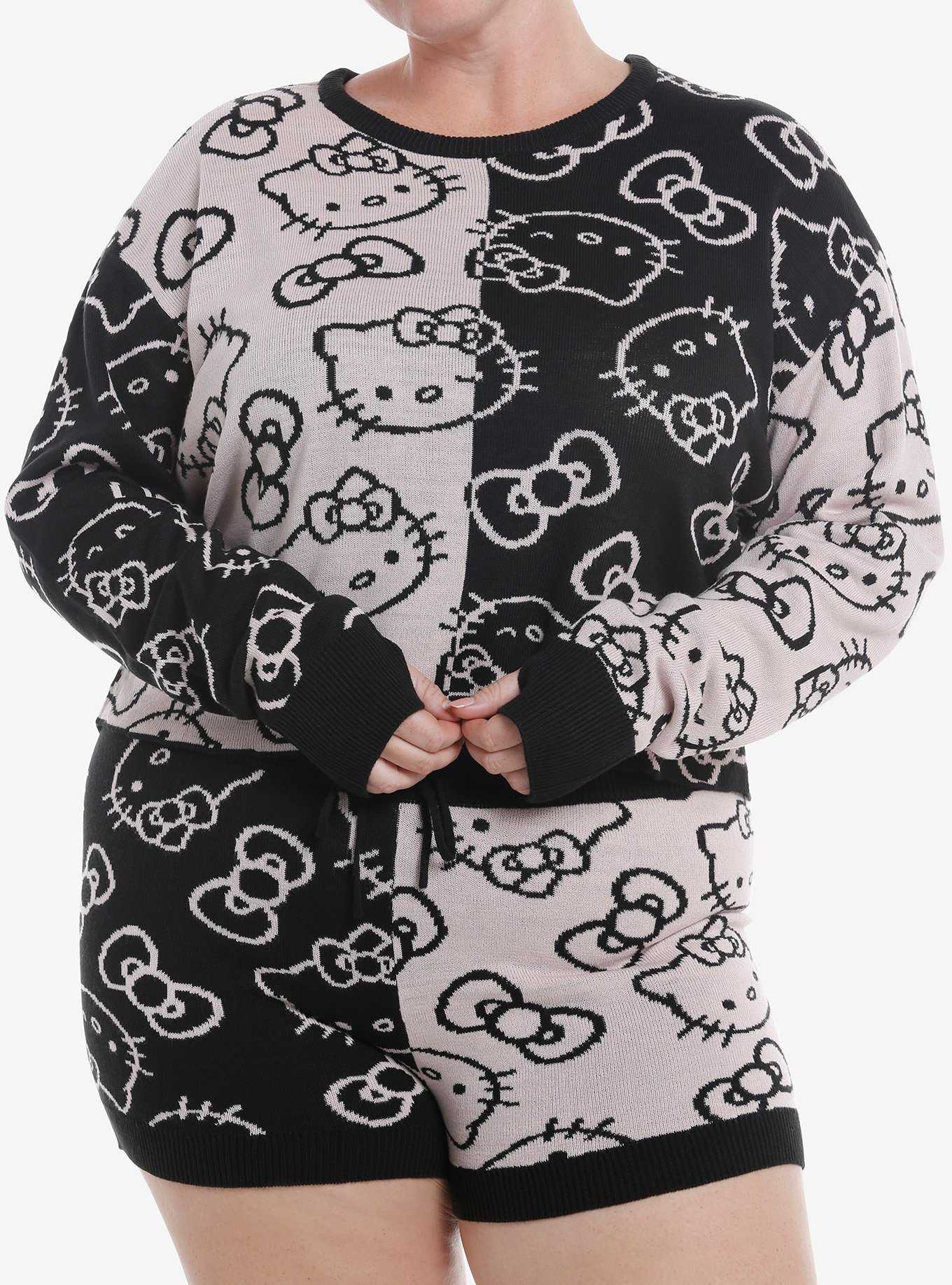 Hello Kitty Bow Split Crop Sweater Plus Size, , hi-res