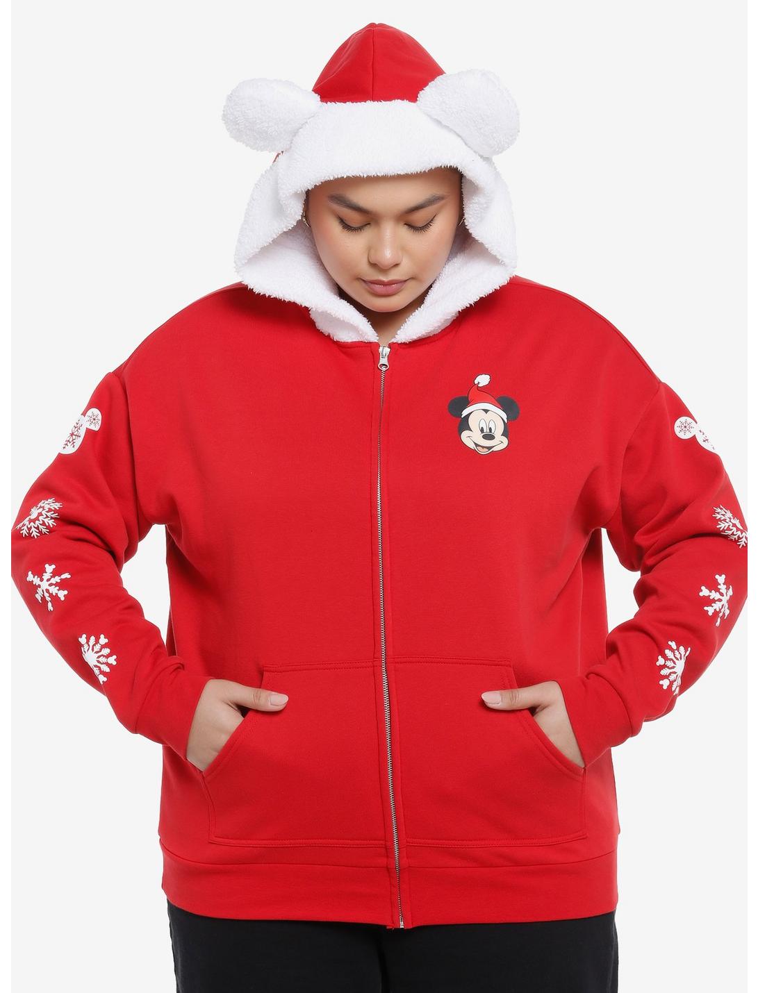 Her Universe Disney Mickey Mouse & Friends 3D Ear Holiday Hoodie Plus Size, FESTIVE - MULTI, hi-res