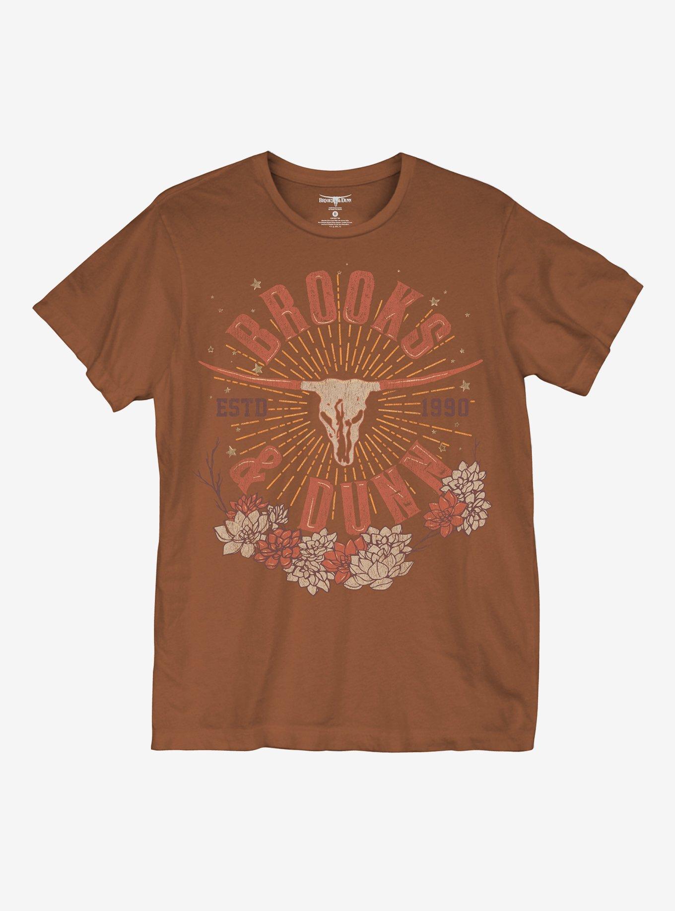 Brooks & Dunn Longhorn Skull Boyfriend Fit Girls T-Shirt, DUSTY, hi-res