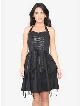 Black Pretty Pirate Lace-Up Dress, , hi-res