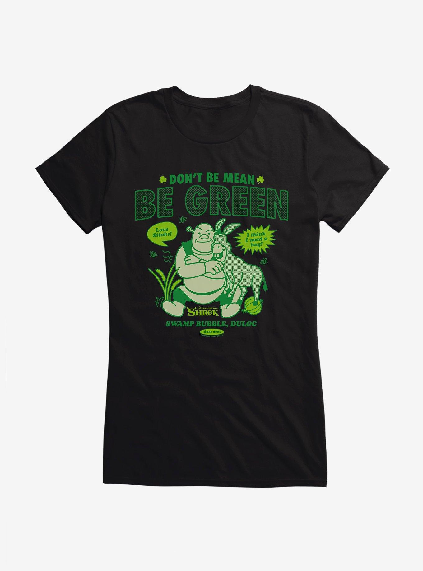 Shrek Don't Be Mean Be Green Girls T-Shirt, BLACK, hi-res