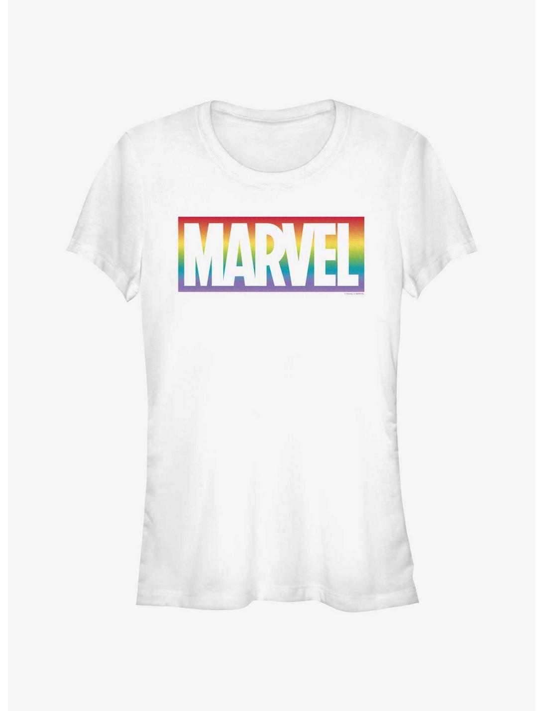 Marvel Avengers Rainbow Logo Pride T-Shirt, WHITE, hi-res