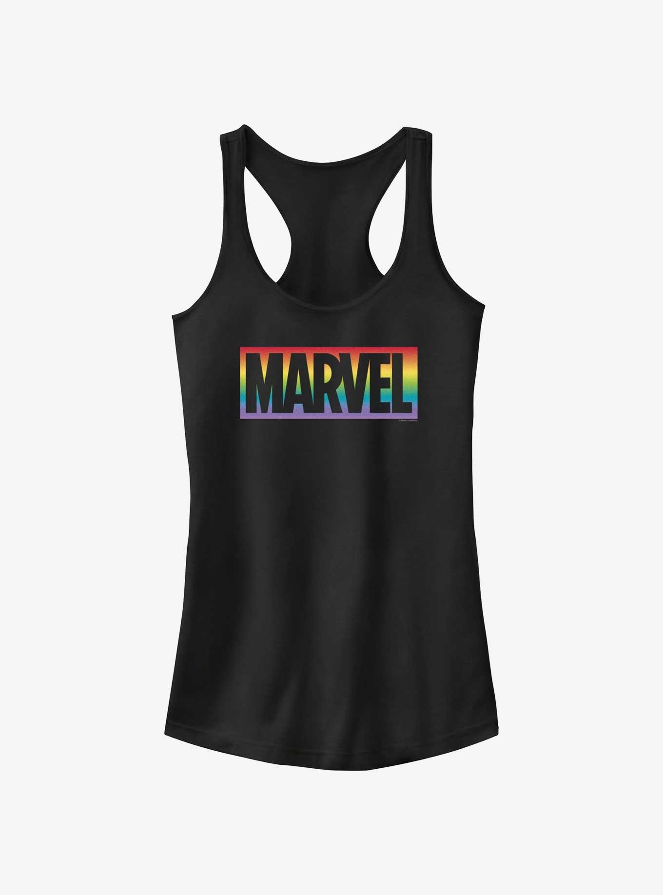 Marvel Avengers Rainbow Logo Pride Tank, BLACK, hi-res