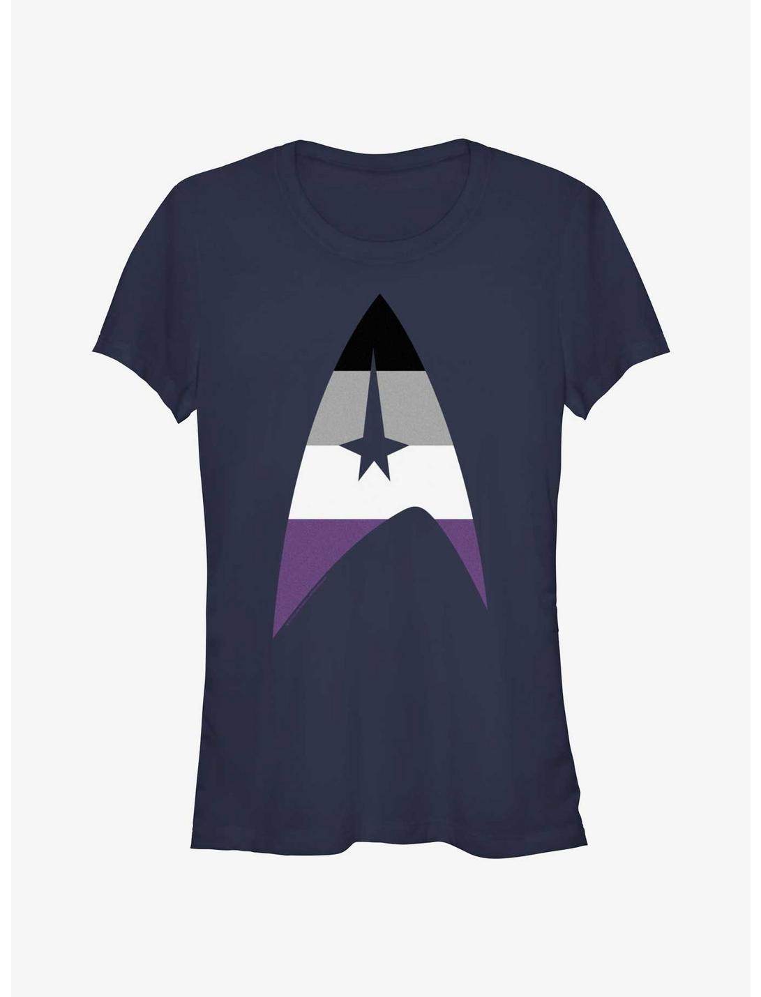 Star Trek Asexual Flag Logo Pride T-Shirt, NAVY, hi-res