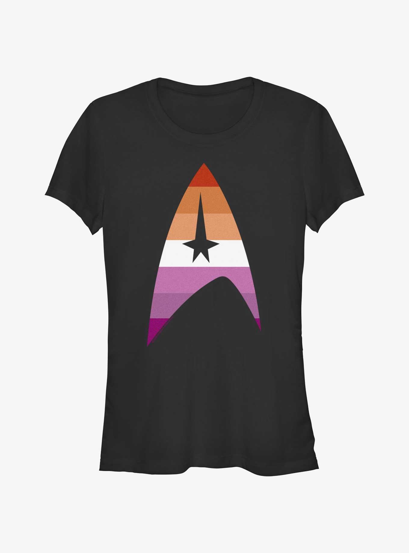 Star Trek Lesbian Flag Logo Pride T-Shirt, BLACK, hi-res