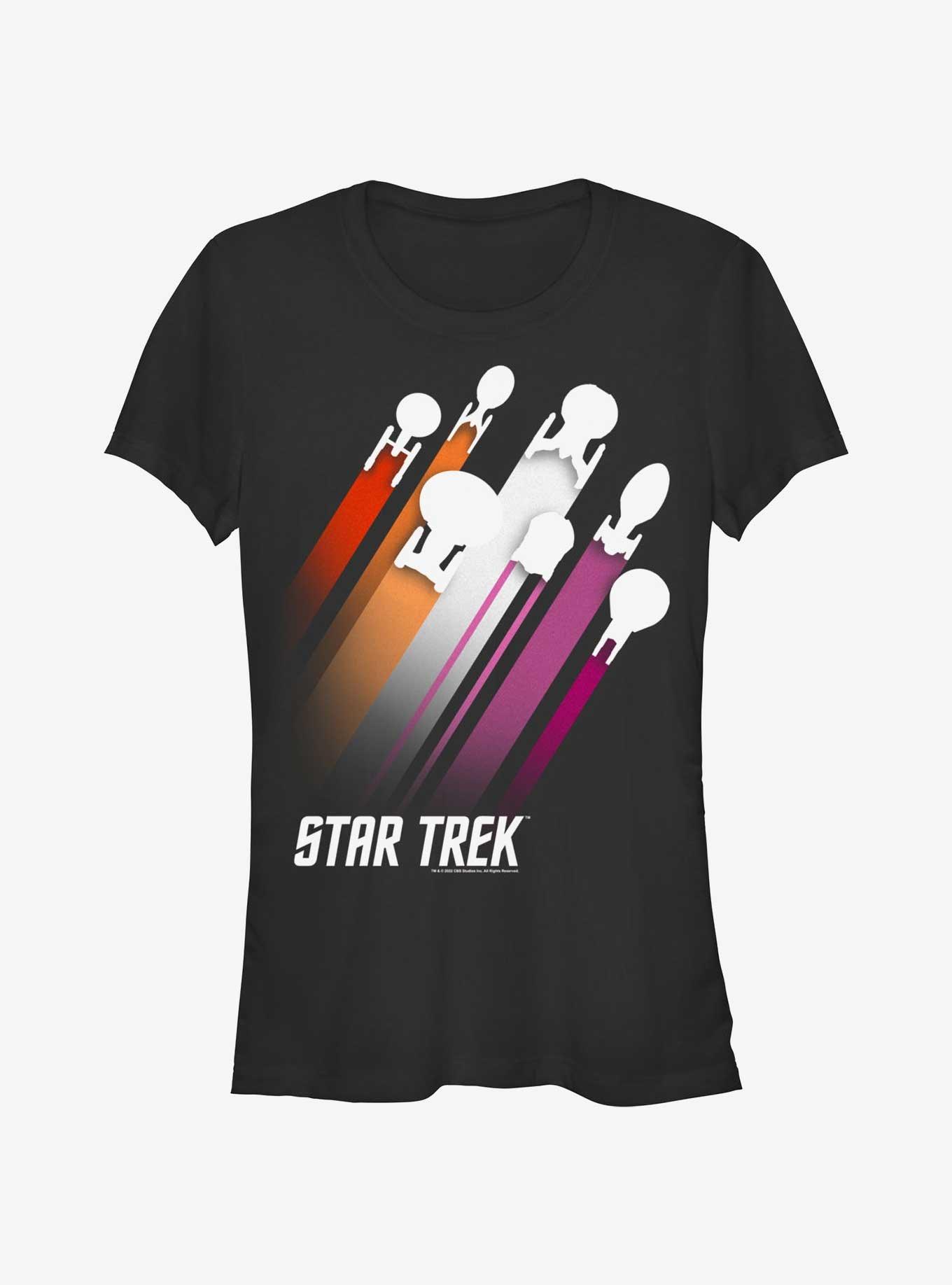 Star Trek Lesbian Flag Streaks Pride T-Shirt, BLACK, hi-res