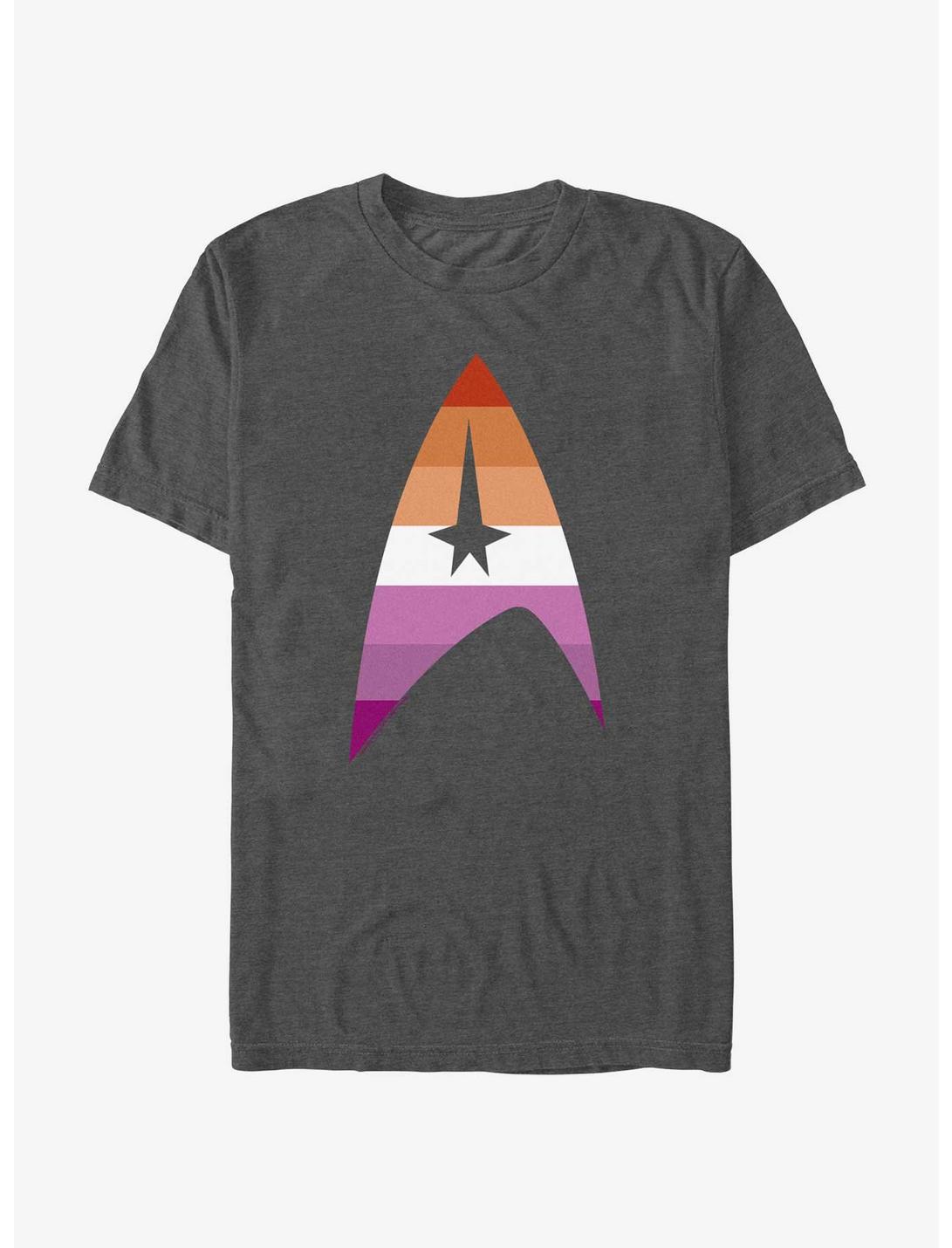 Star Trek Lesbian Flag Logo Pride T-Shirt, CHAR HTR, hi-res
