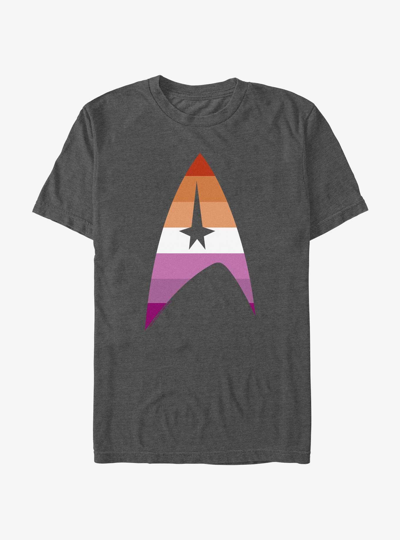Star Trek Lesbian Flag Logo Pride T-Shirt, CHAR HTR, hi-res