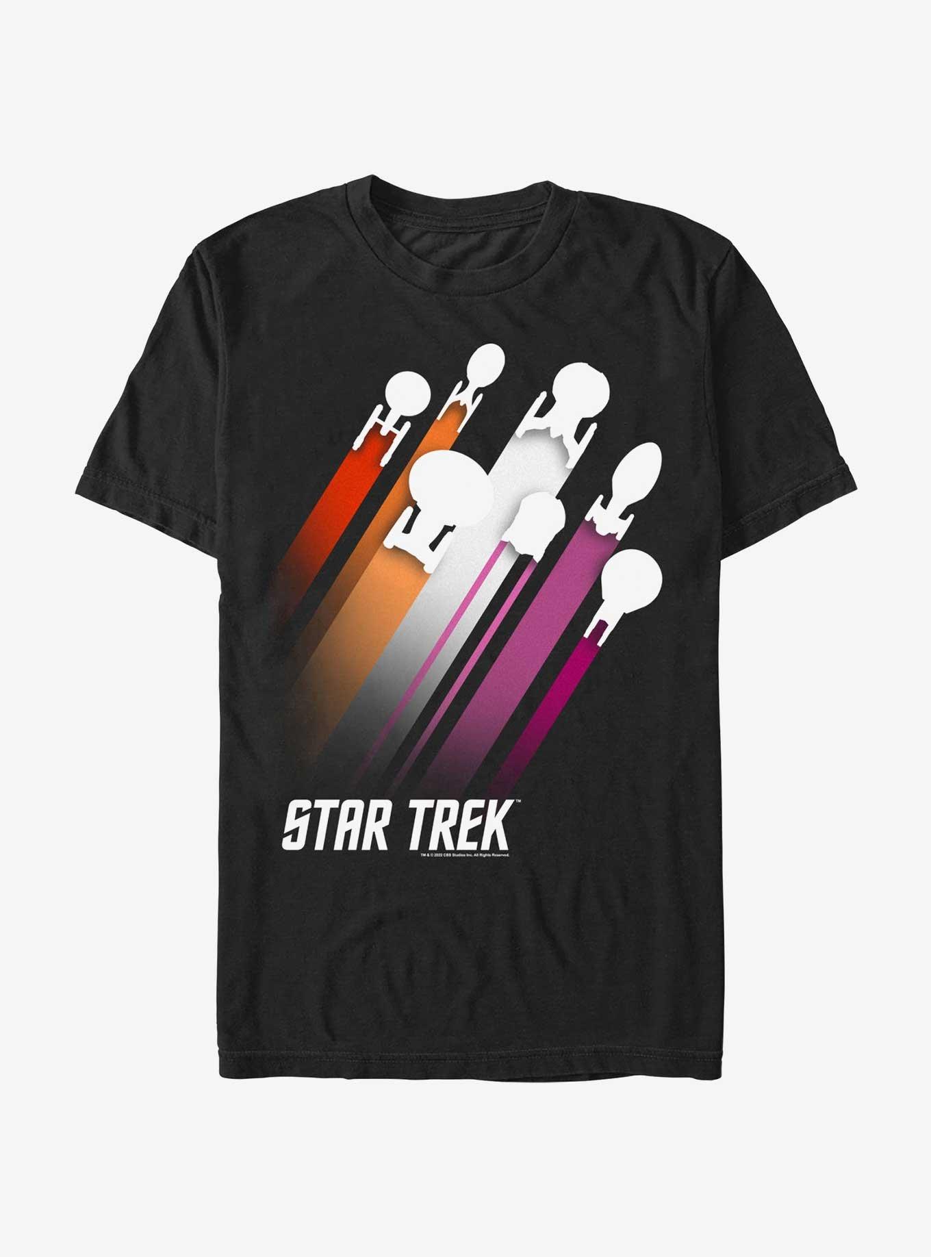 Star Trek Lesbian Flag Streaks Pride T-Shirt, BLACK, hi-res