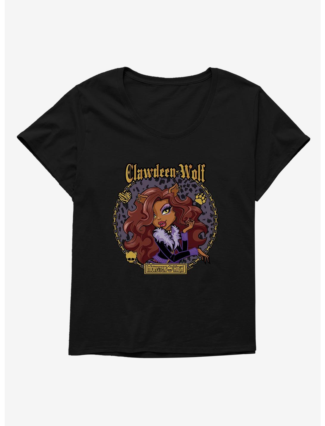 Monster High Clawdeen Wolf Circle Portrait Womens T-Shirt Plus Size, BLACK, hi-res