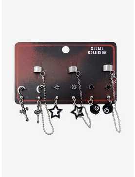 Social Collision Grunge Icon Cuff Earring Set, , hi-res