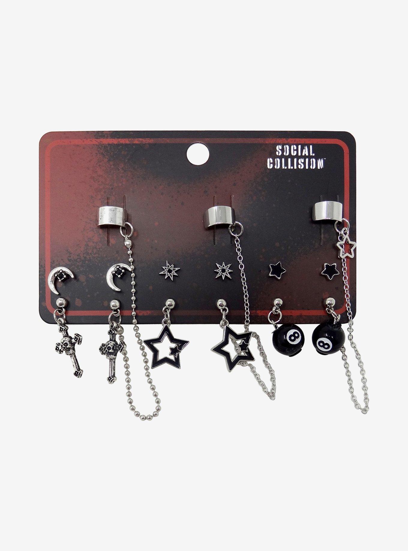 Social Collision® Grunge Icon Cuff Earring Set, , hi-res