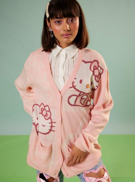 Hello Kitty Pink Grid Girls Cardigan