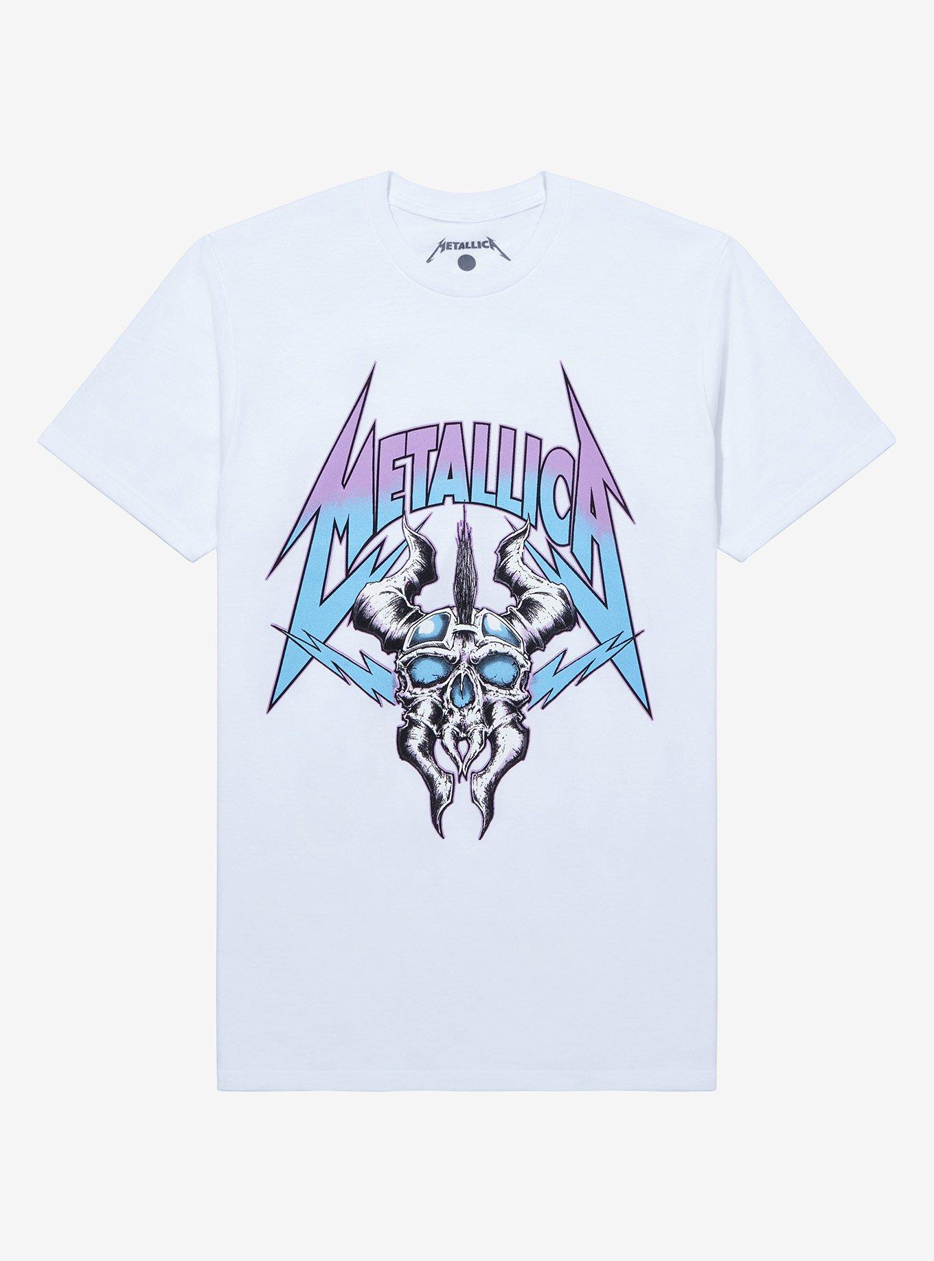 Metallica Pastel Ombre Horned Skull T-Shirt, BRIGHT WHITE, hi-res