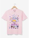Sanrio Aggretsuko Characters Group Portrait Women's T-Shirt - BoxLunch Exclusive, LIGHT PINK, hi-res