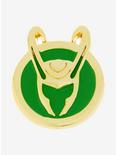 Marvel Loki Helmet Logo Enamel Pin - BoxLunch Exclusive, , hi-res