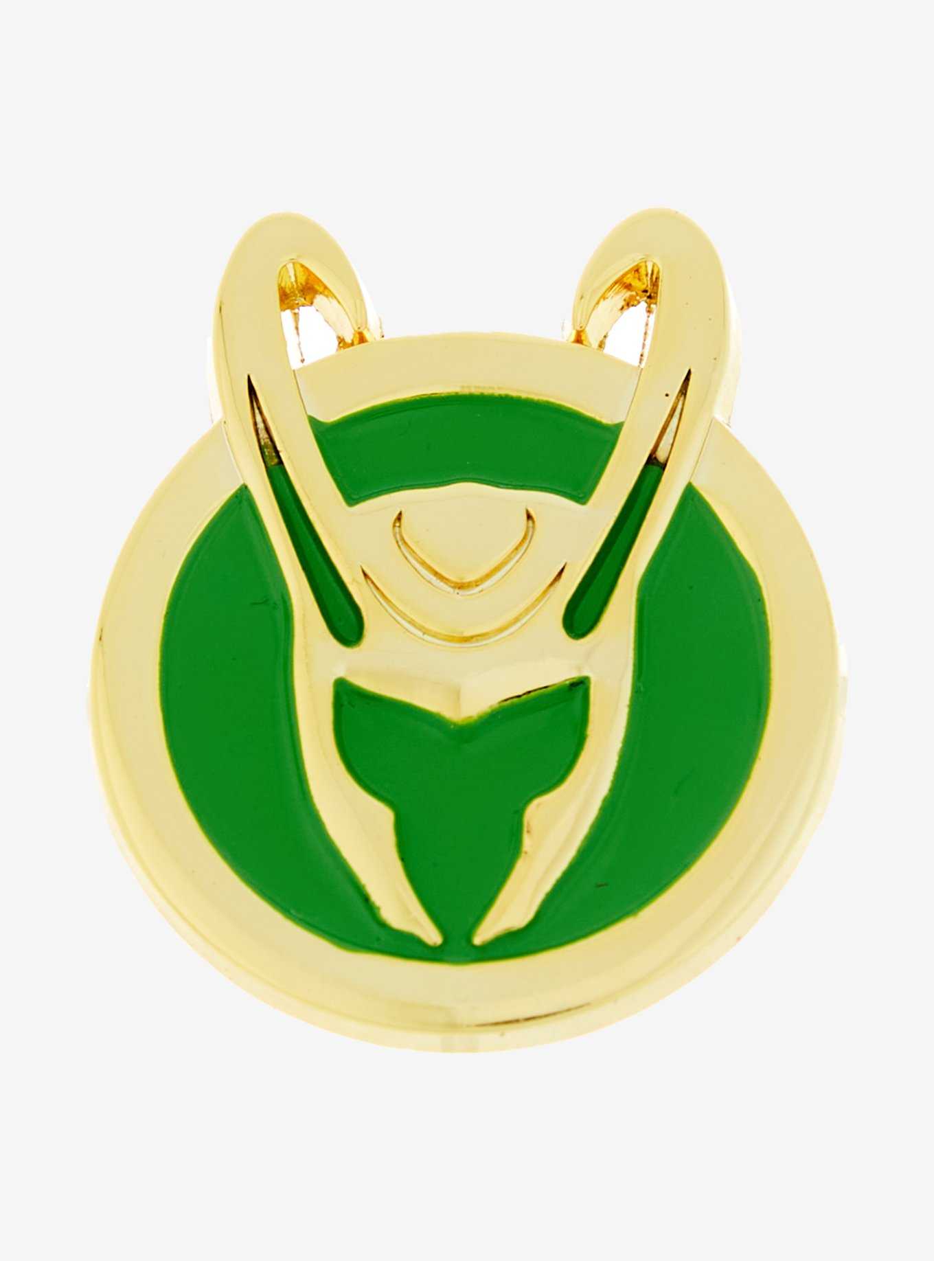 Marvel Loki Helmet Logo Enamel Pin - BoxLunch Exclusive, , hi-res