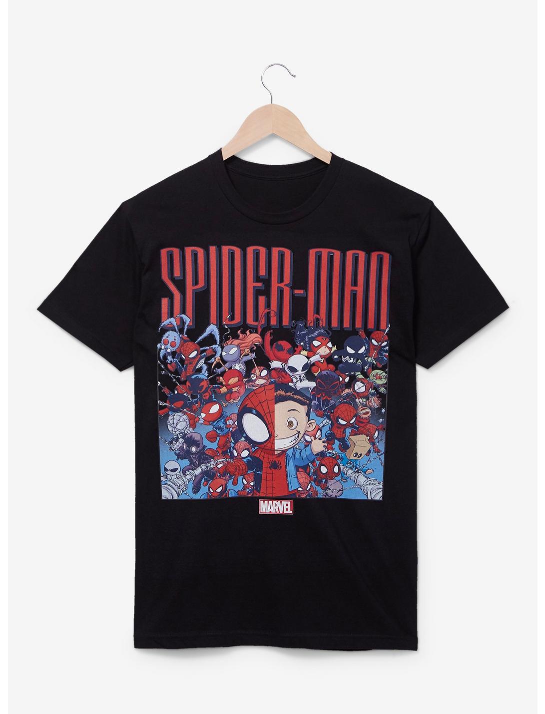 Spider-Man Spider-Verse Group Portrait T-Shirt - BoxLunch Exclusive, BLACK, hi-res