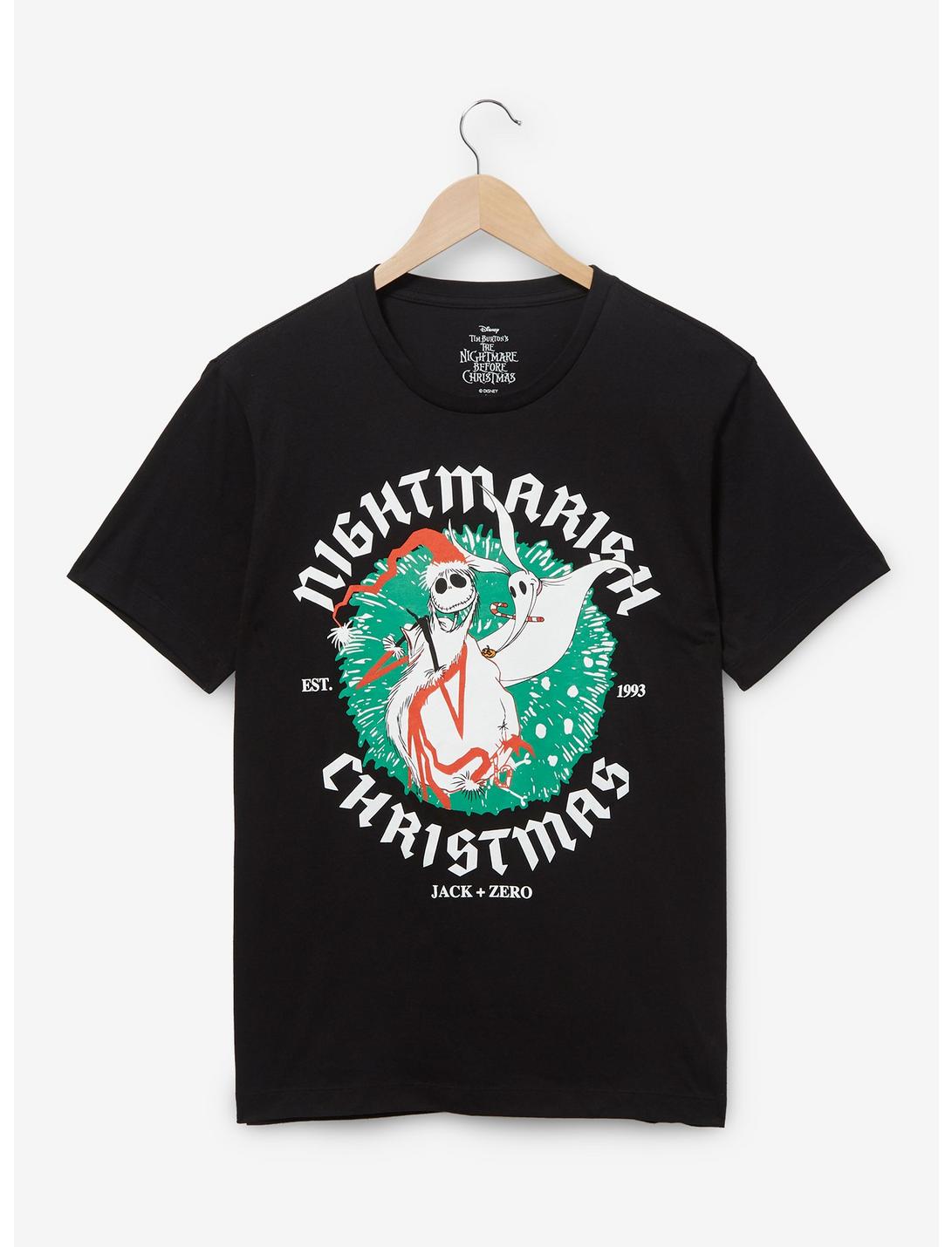Disney The Nightmare Before Christmas Santa Jack Skellington Wreath T-Shirt, BLACK, hi-res