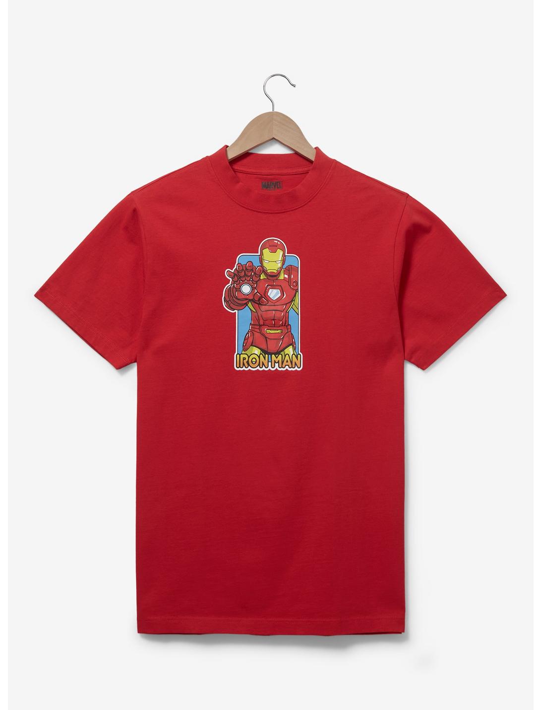 Marvel Iron Man Cartoon Portrait T-Shirt - BoxLunch Exclusive, RED, hi-res