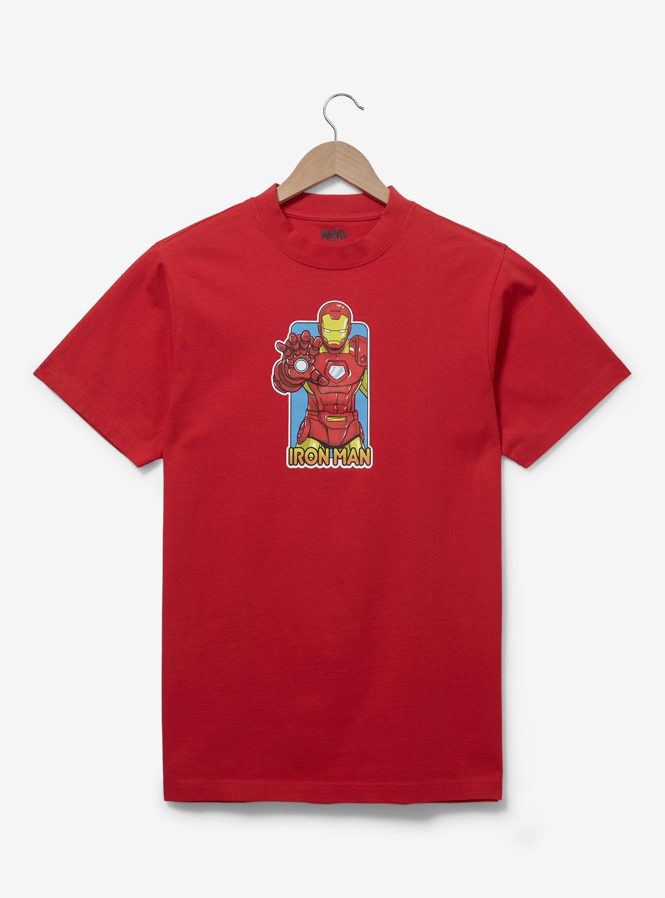 Marvel Iron Man Cartoon Portrait T-Shirt - BoxLunch Exclusive, RED, hi-res