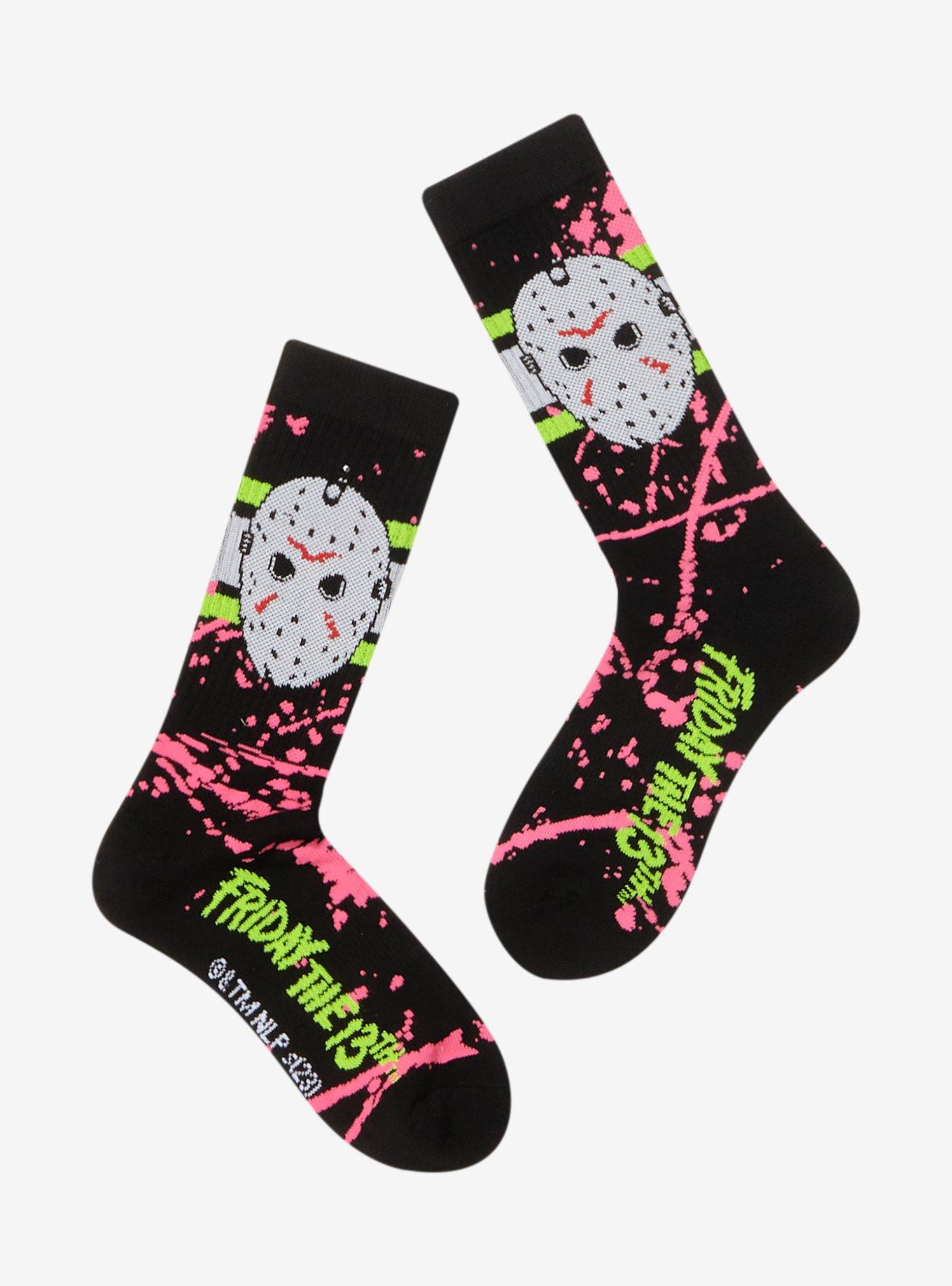 Friday The 13th Neon Splatter Crew Socks, , hi-res