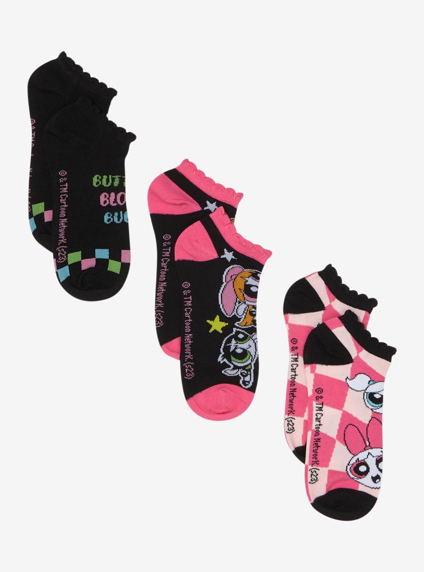 The Powerpuff Girls Ruffle No-Show Socks 3 Pair, , hi-res