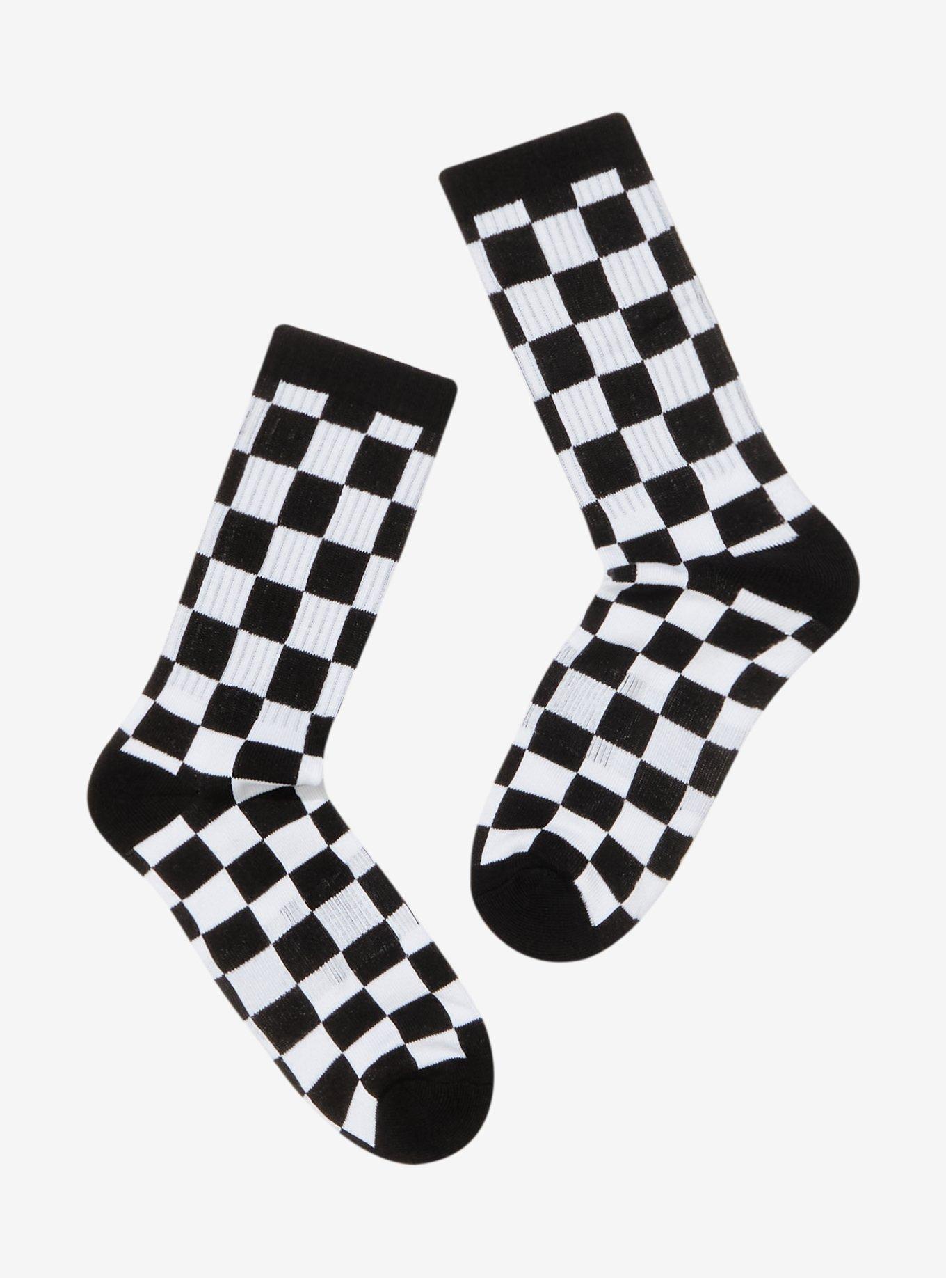 Black & White Checkered Crew Socks