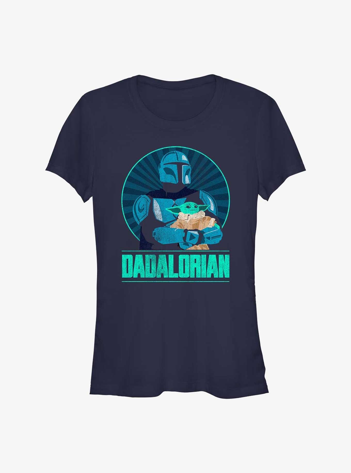 Star Wars The Mandalorian Dadalorian Father and Son Portrait Girls T-Shirt, NAVY, hi-res