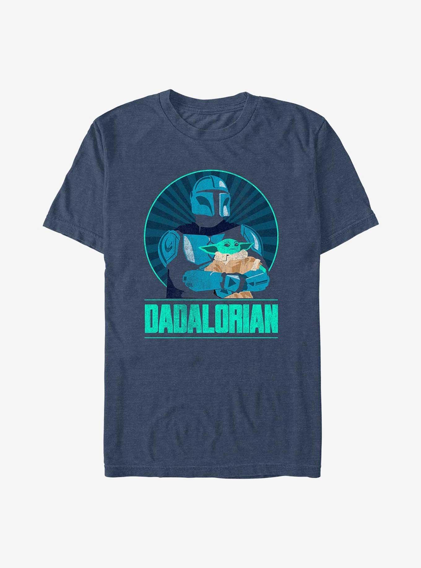 Star Wars The Mandalorian Dadalorian Father and Son Portrait T-Shirt, NAVY HTR, hi-res