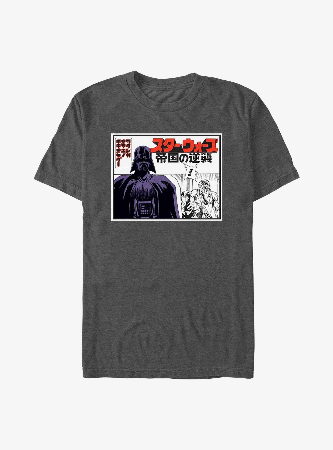 Star Wars Manga Panel Darth Vader Strikes Back T-Shirt, CHAR HTR, hi-res