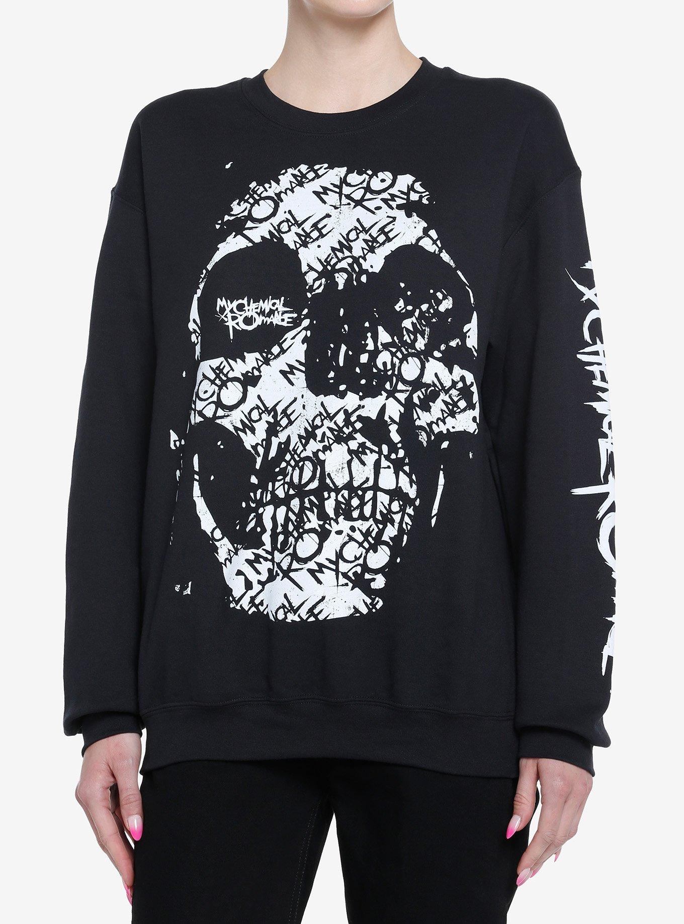 My Chemical Romance Skull Scribble Girls Sweatshirt, BLACK, hi-res
