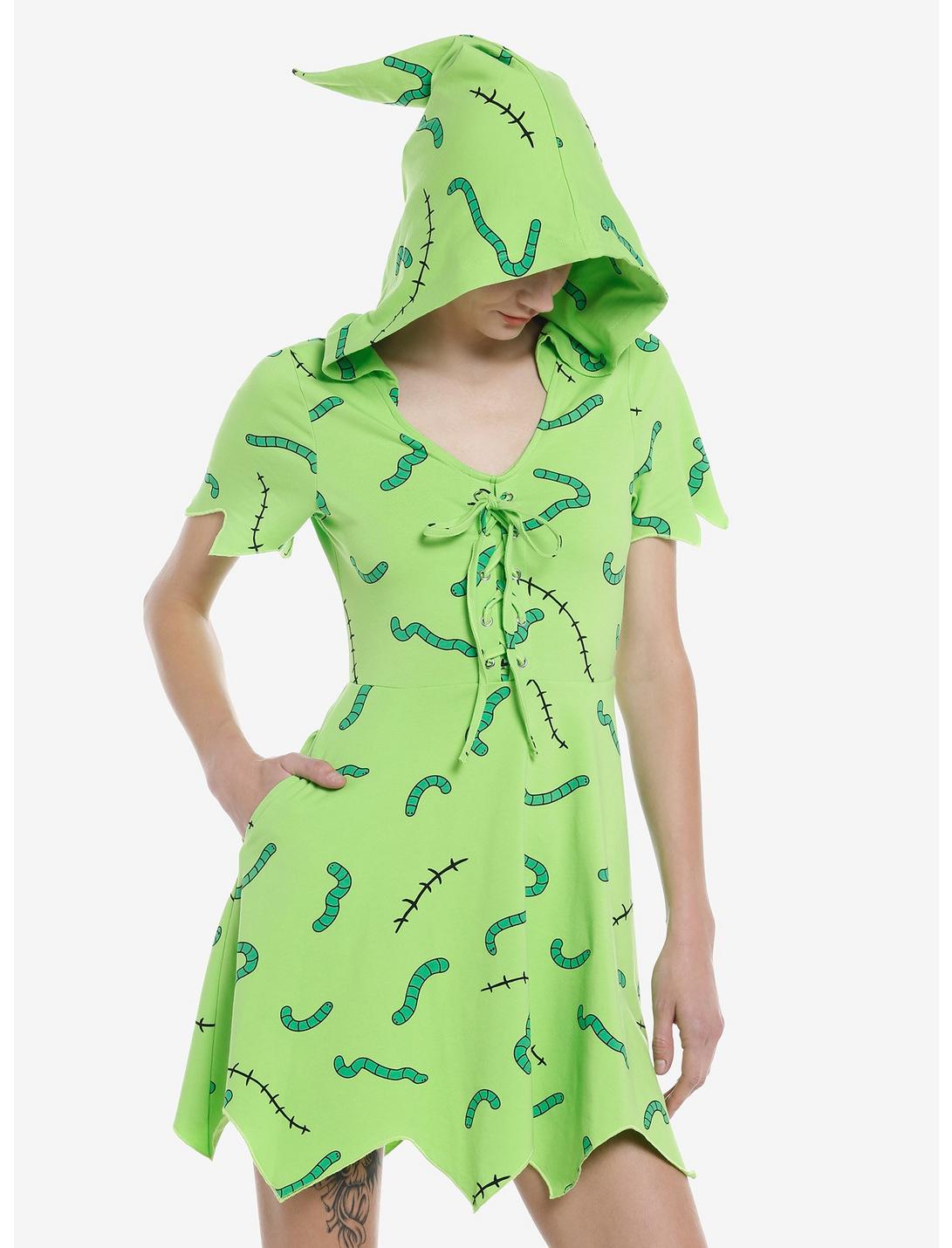 The Nightmare Before Christmas Oogie Boogie Hooded Dress, BRIGHT GREEN, hi-res